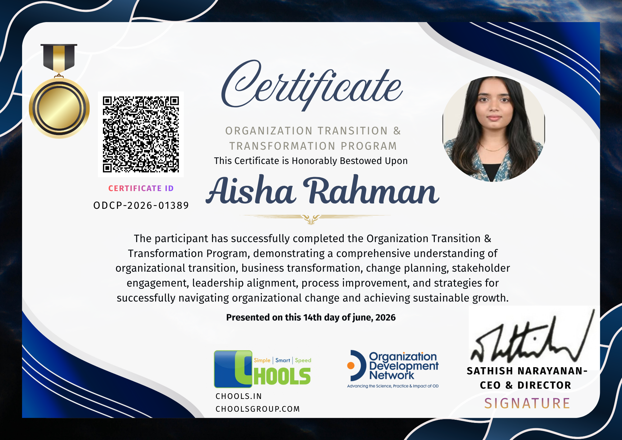 Organization Transition & Transformation Program Certificate